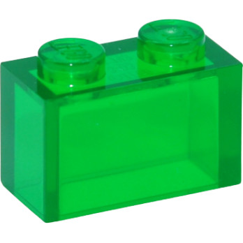 LEGO 6244908 BRICK 1X2 - TRANSPARENT GREEN