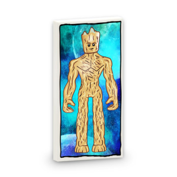 Groot Poster Printed on 2x4 Lego® Brick - White