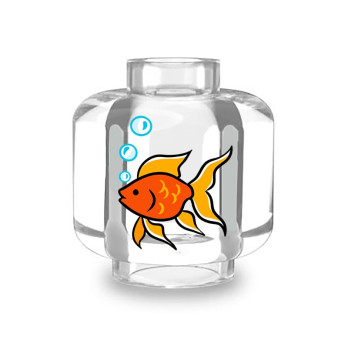 Goldfish jar printed on Lego® Brick 1X1 round - Transparent