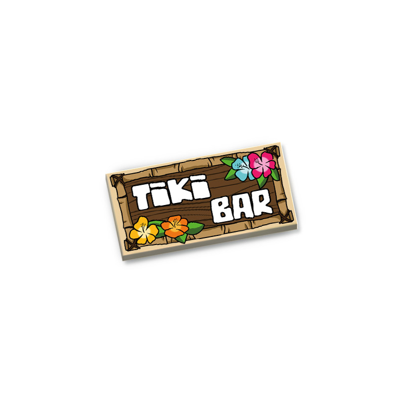 Enseigne "Tiki Bar" imprimée sur brique Lego® 2X4 - Beige