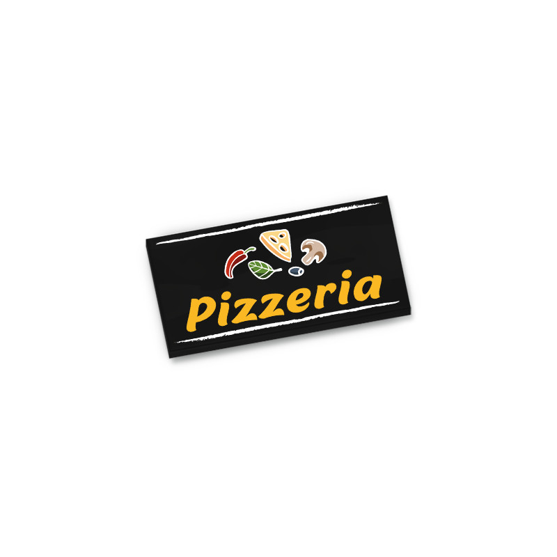 Enseigne Pizzeria imprimée sur Brique 2x4 Lego® - Noir
