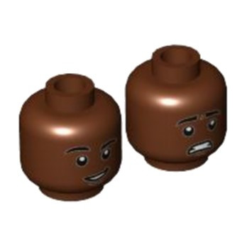 LEGO 6364622 MINIFIGURE HEAD (2 FACES) - REDDISH BROWN