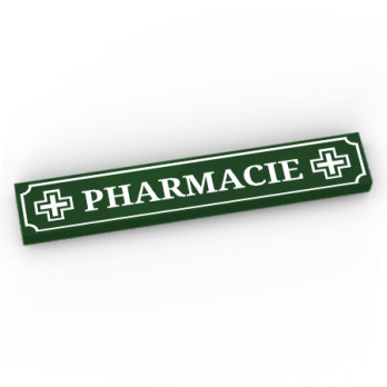 "Pharmacie" Sign printed on 1x6 Lego® Brick - Earth Green