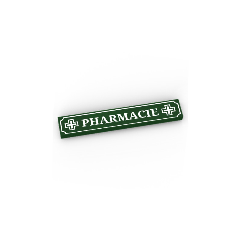 "Pharmacie" Sign printed on 1x6 Lego® Brick - Earth Green