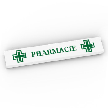 "Pharmacie" Sign printed on 1x6 Lego® Brick - White