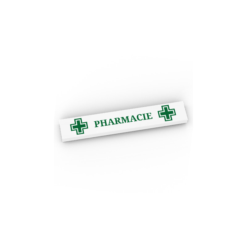 "Pharmacie" Sign printed on 1x6 Lego® Brick - White
