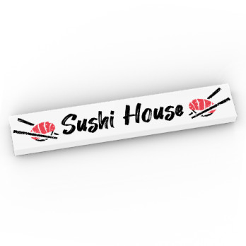Enseigne "Sushi House" imprimée sur Brique Lego® 1x6 - Blanc
