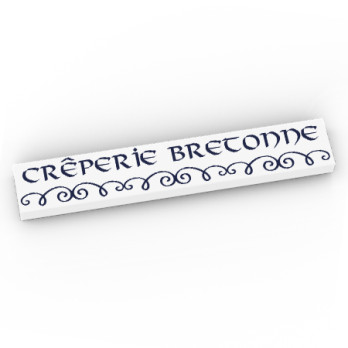 Restaurant sign "Crêperie Bretonne" printed on Lego® Brick 1x6 - White