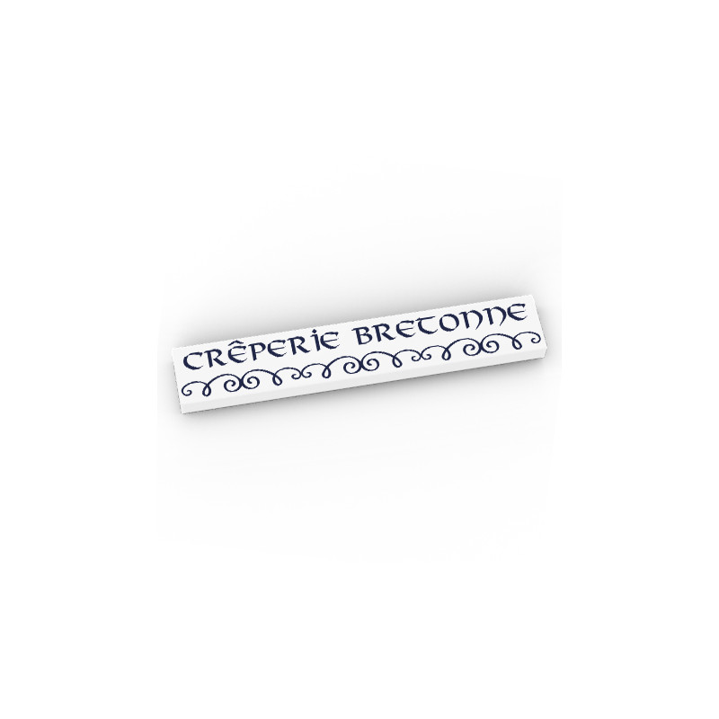 Enseigne de restaurant "Crêperie Bretonne" imprimée sur Brique Lego® 1x6 - Blanc