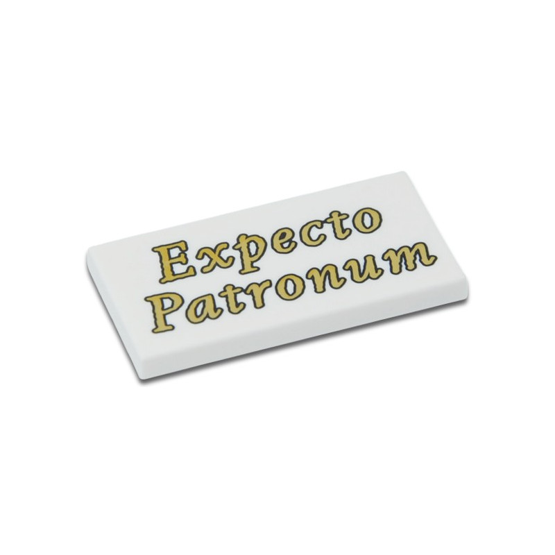 LEGO 6446827 PLATE 2X4 PRINTED "EXPECTO PATRONUM" HARRY POTTER - WHITE