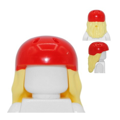 LEGO 6446325 HELMET WITH HAIR - RED