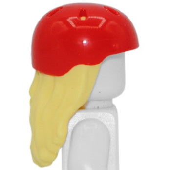 LEGO 6446325 HELMET WITH HAIR - RED