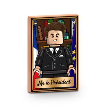 "Monsieur le Président" painting printed on Lego® brick 2x3 - Medium Nougat