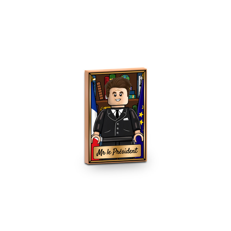 Tableau "Monsieur le Président" imprimé sur brique Lego® 2x3 - Medium Nougat
