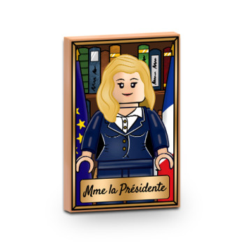 "Madame La Présidente" painting printed on Lego® brick 2x3 - Medium Nougat