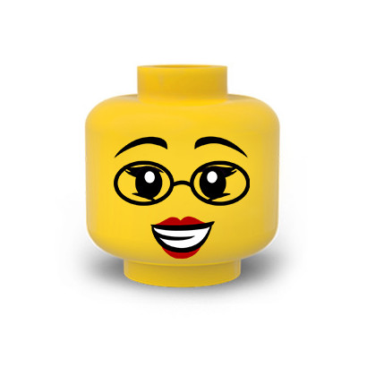 Woman face printed on Lego® head