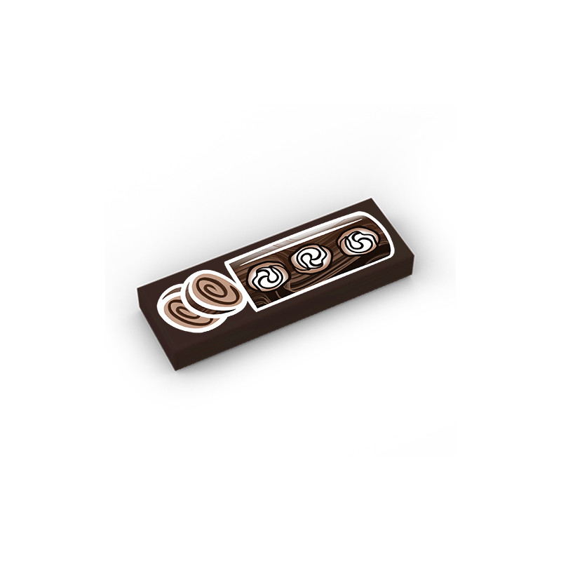 Bûche de Noël chocolat imprimé sur Brique 1x3 Lego® - Dark Brown