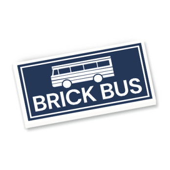 "BRICK BUS" sign printed on 2x4 Lego® brick - White