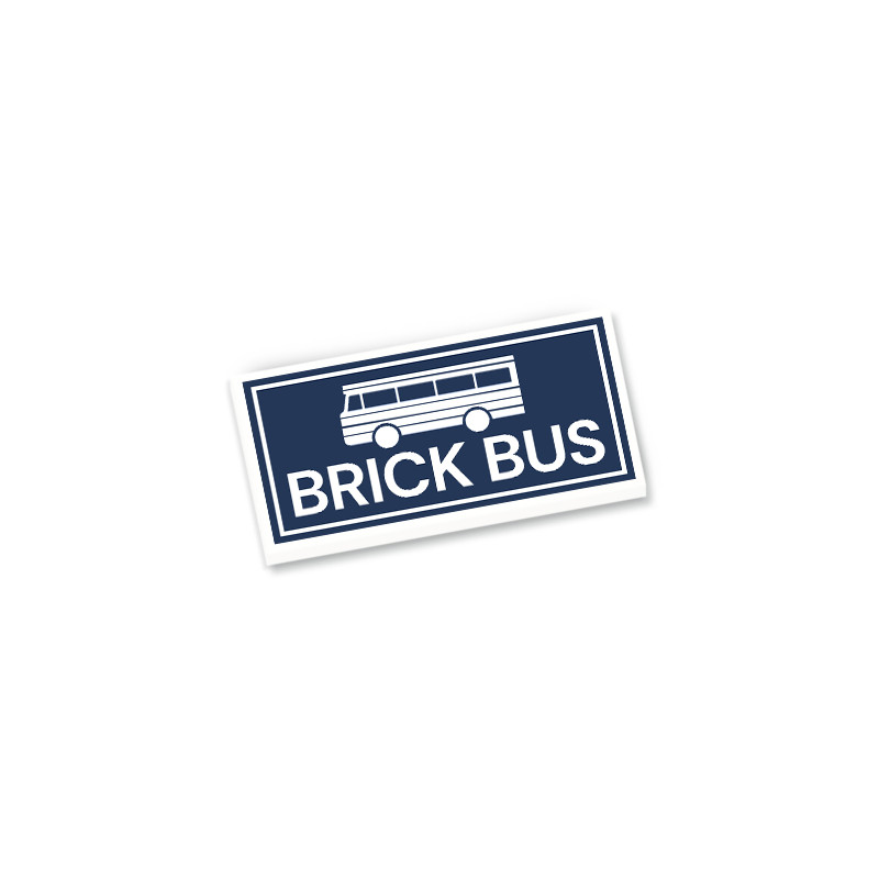 Enseigne "BRICK BUS" imprimé sur brique Lego® 2x4 - Blanc