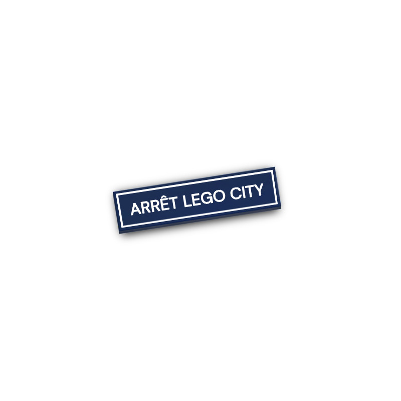 Lego City Avenue Stop Printed on 1x4 Lego® Brick - Earth Blue