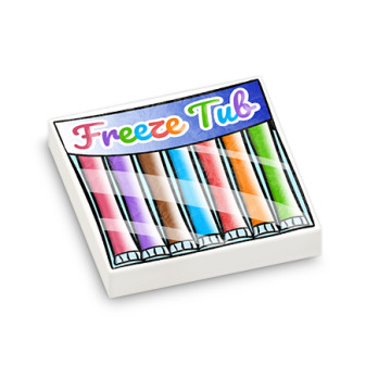 Boîte de Glaces Freeze Tub imprimée sur Brique Lego® 2X4 - Blanc