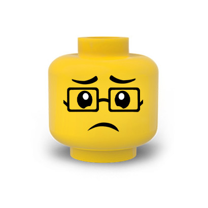 Visage Homme imprimé sur Tête Lego® Jaune