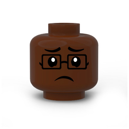 Man face printed on Lego® head - Reddish Brown
