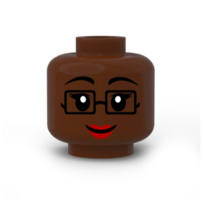 Visage Femme imprimé sur Tête Lego® Reddish Brown