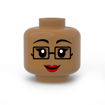 Woman face printed on Lego® head - Medium Nougat