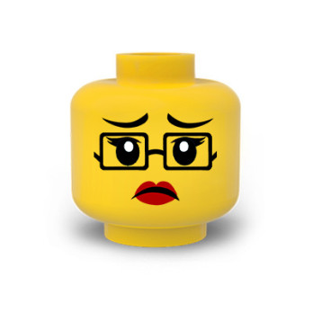 Woman face printed on Lego® head - Yellow