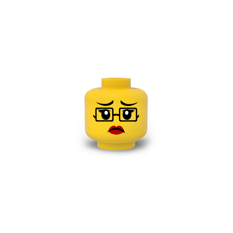 Woman face printed on Lego® head - Yellow