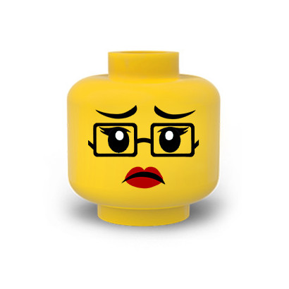 Visage Femme imprimé sur Tête Lego® Jaune