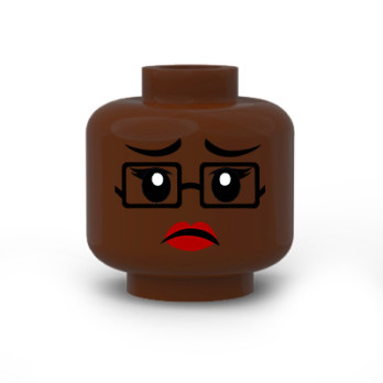 Woman face printed on Lego® head - Reddish Brown