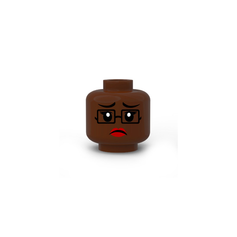 Woman face printed on Lego® head - Reddish Brown