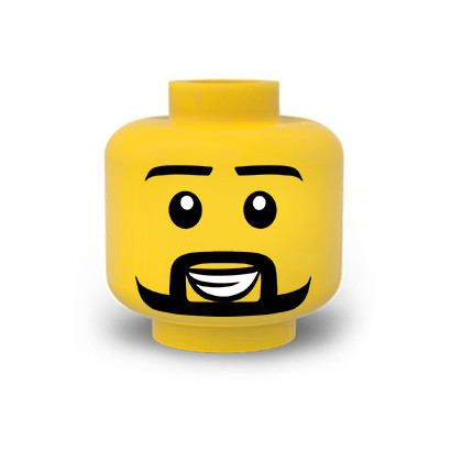Man face printed on Lego® head - Yellow
