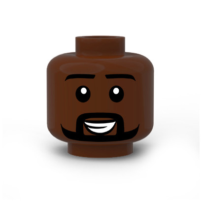 Man face printed on Lego® head - Reddish Brown