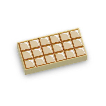 Tablette de chocolat blanc imprimé sur brique Lego® 1x2 - Beige