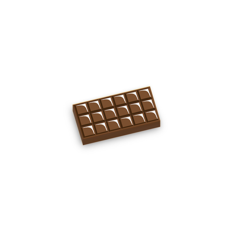 Milk Chocolate Bar Printed on 1x2 Lego® Brick - Reddish Brown
