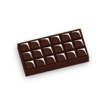 Dark Chocolate Bar Printed on 1x2 Lego® Brick - Dark Brown