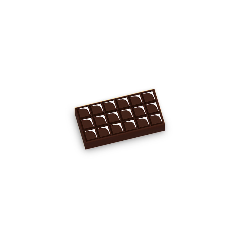 Tablette de chocolat noir imprimé sur brique Lego® 1x2 - Dark Brown