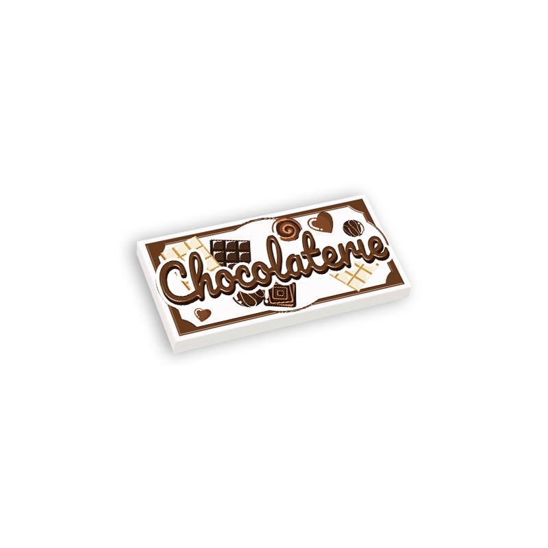 Chocolate shop sign printed on 2x4 Lego® brick - White