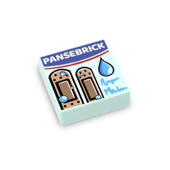 Box 'PANSEBRICK' printed on Lego® Brick 1X1- Aqua