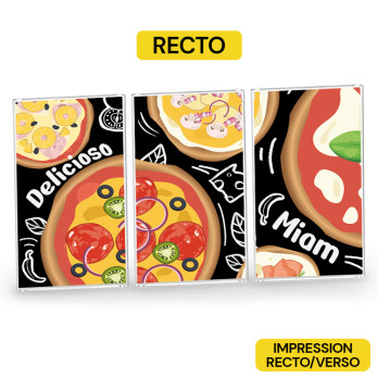 Vitrine Pizzeria recto/verso imprimée sur 3 vitres Lego® 1x4x6