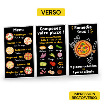 Vitrine Pizzeria recto/verso imprimée sur 3 vitres Lego® 1x4x6