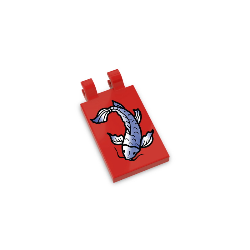 Drapeau carpe koi imprimé sur brique Lego® 2x3 - Rouge