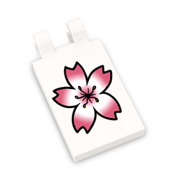 Drapeau Fleur de sakura - Cerisier imprimé sur brique Lego® 2x3 - Blanc