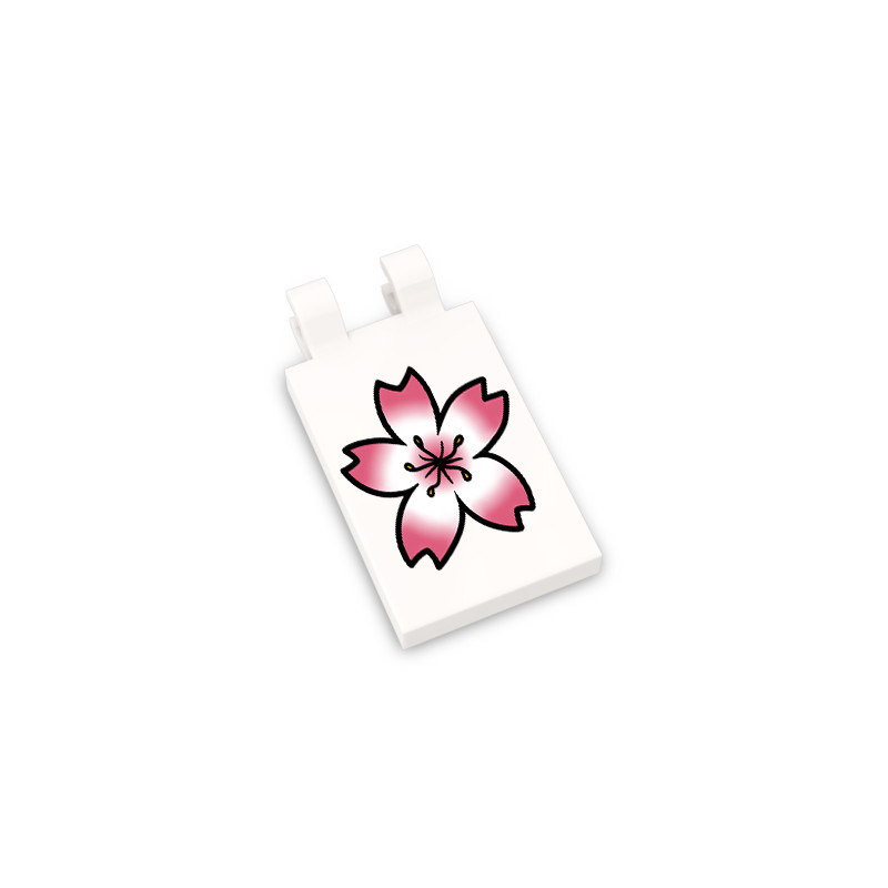Drapeau Fleur de sakura - Cerisier imprimé sur brique Lego® 2x3 - Blanc