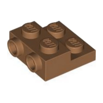 LEGO 6454170 PLATE 2X2X2/3 W. 2. HOR. KNOB - MEDIUM NOUGAT
