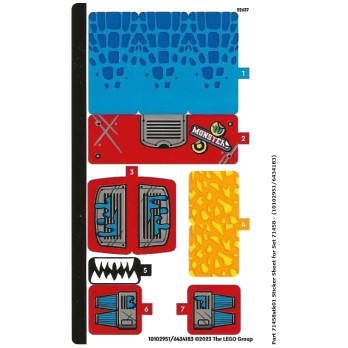 Stickers / Autocollant Lego DREAMZzz - La voiture crocodile - 71458
