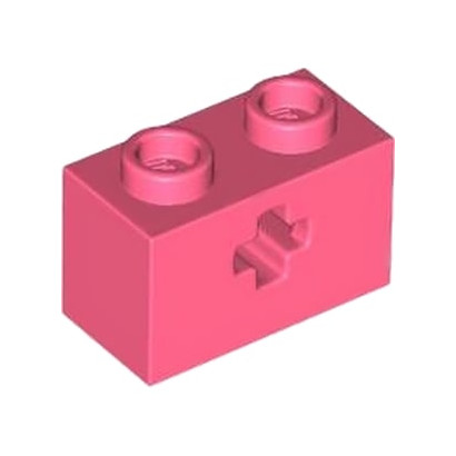 LEGO 6439447 BRICK 1X2 WITH CROSS HOLE - CORAL